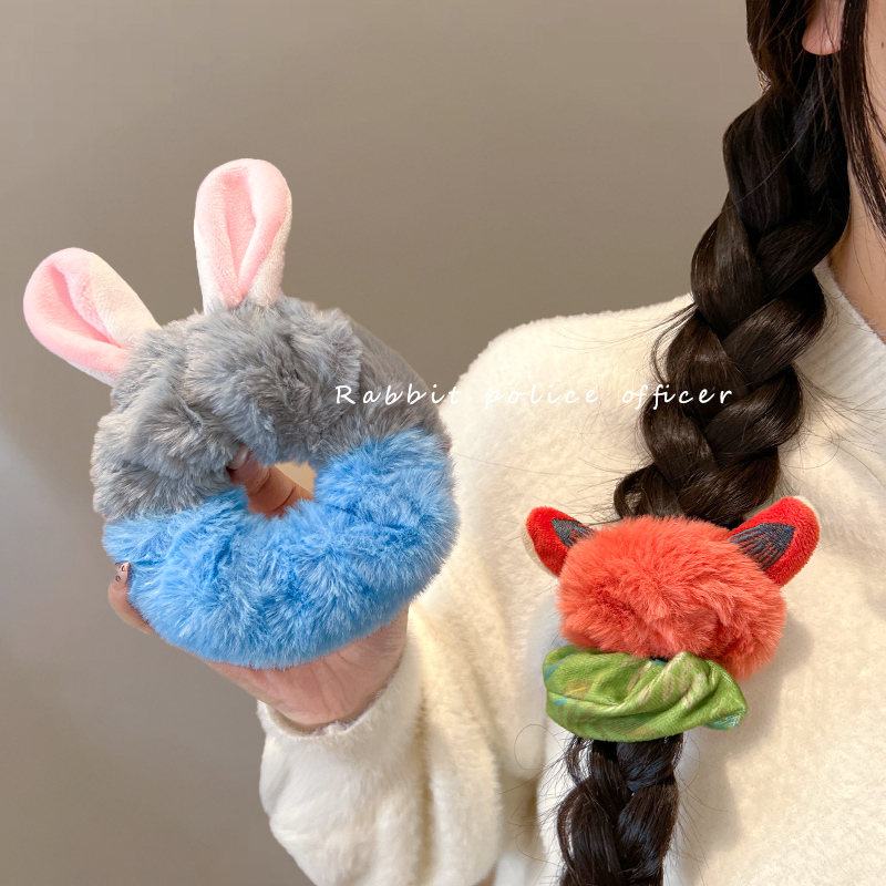 迪士尼疯狂动物城发圈兔子警官发饰朱迪头饰特别好看的大肠发圈女