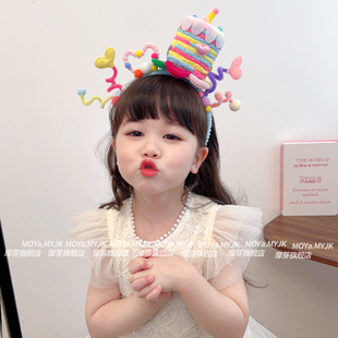 儿童扭扭棒生日周岁发箍2025新款 饰小女孩头箍 女童派对搞怪头戴装