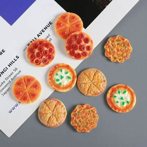 卡通仿真披萨食玩树脂配件少女心手工制作发饰钥匙扣材料创意 DIY