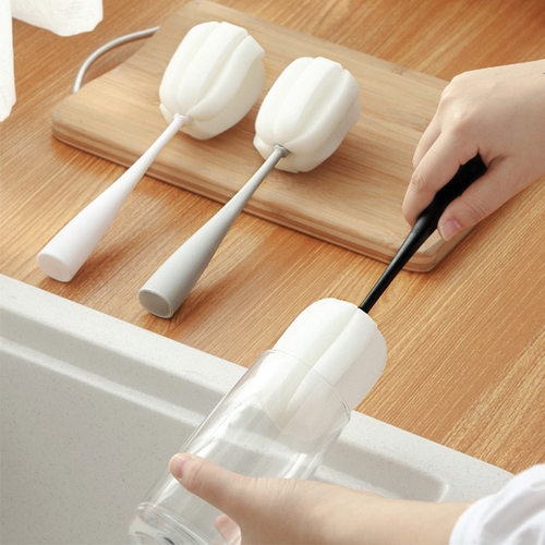 北欧长柄海绵杯刷可立玻璃杯奶瓶刷360度旋转保温杯清洁刷