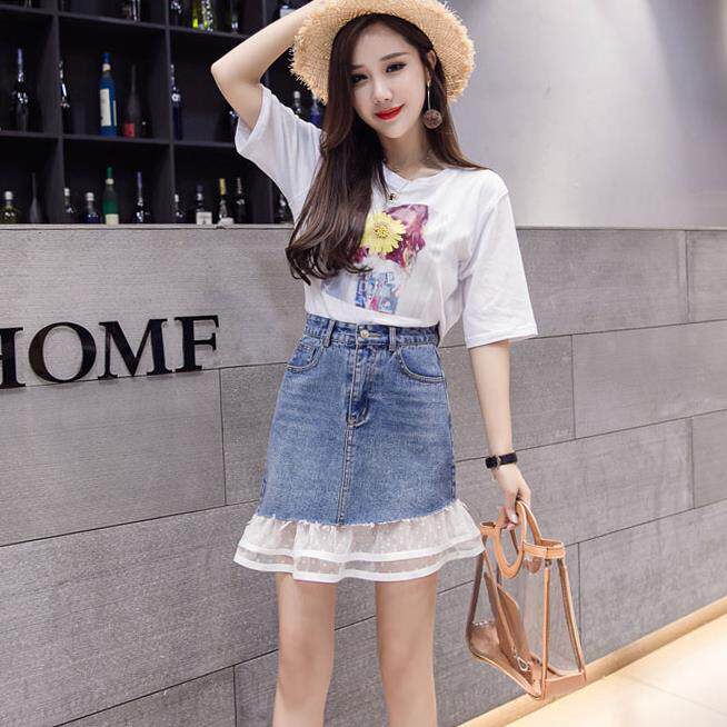 cowboy a type Show thin Lei mesh yarn fish tail Mosaic cowboy skirt a word Package hip Irregular Short skirtin the Women's clothing/Boutique , Skirts  category - from Buy2taobao.com to provide professional Taobao agent buy service