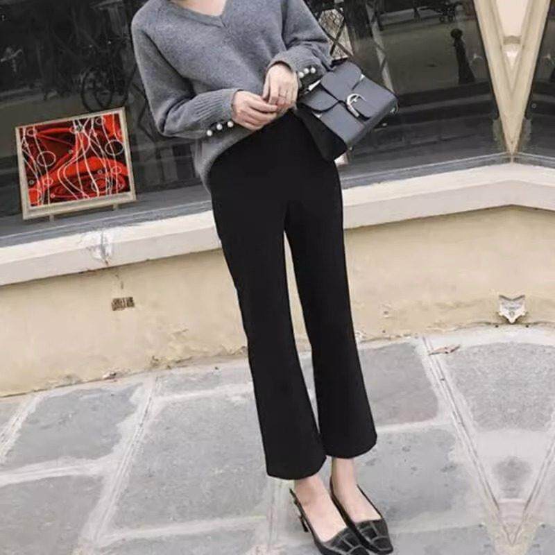 筒DAITU202黑5色喇叭裤女夏薄款202新款小个子季显瘦胖mm大尺码直
