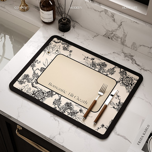 疏影复古轻奢厨房台面沥水垫吸水防滑隔热碗盘餐垫咖啡机控水垫