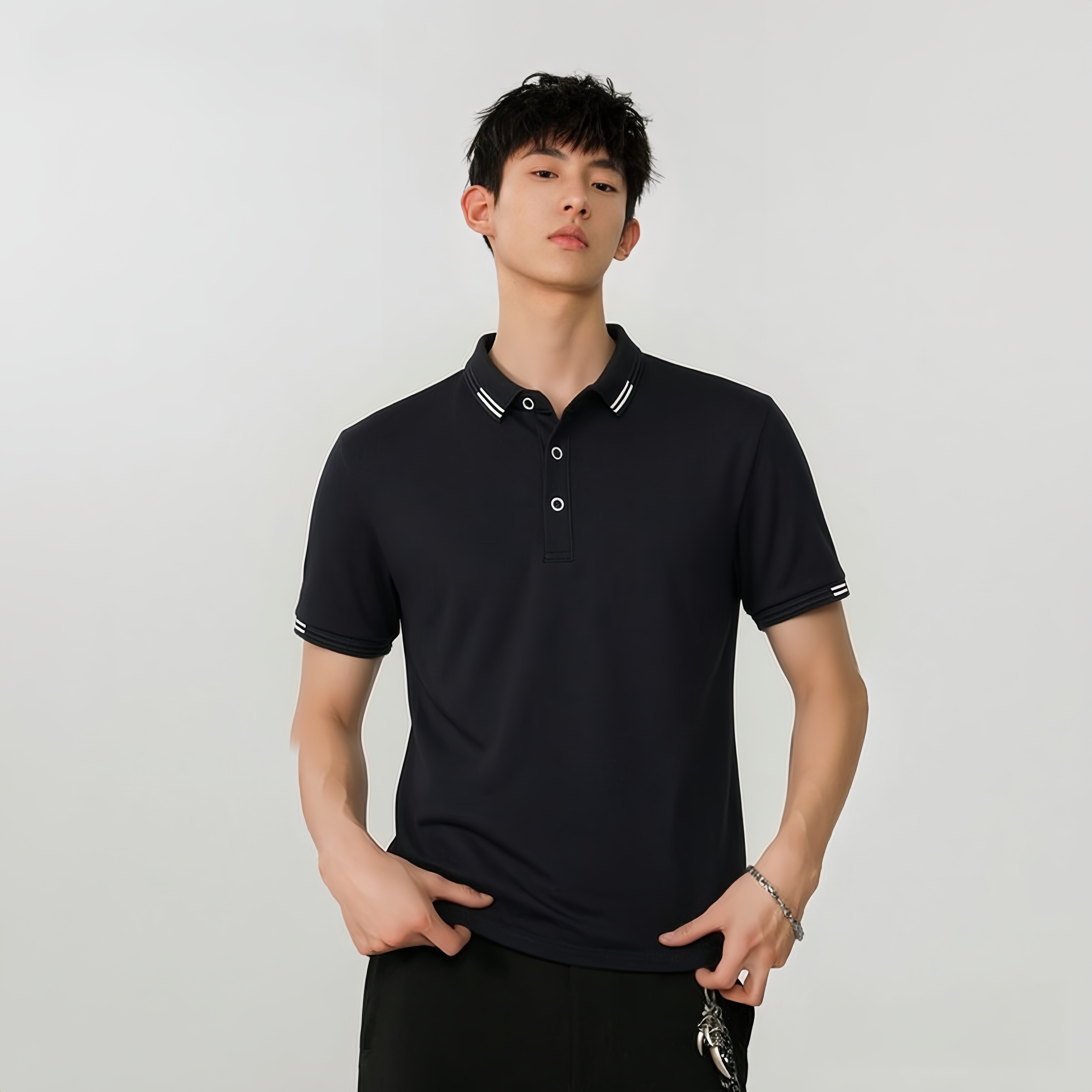 夏季短袖纯棉翻领POLO衫简约商务