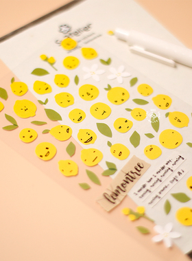 韩国SONIA贴纸 手账小清新纸质柠檬 水果萌手帐DIY日记本册装饰