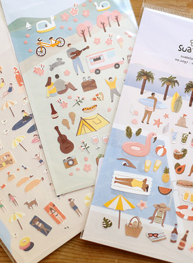 韩国SONIA手帐贴纸  度假系列 手账创意DIY拼贴素材装饰 烫金贴画