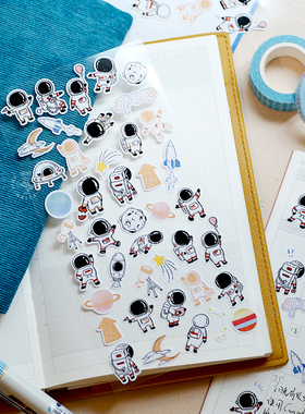 日式Nekoni贴纸 宇宙主题可爱宇航员生活小日常 手账DIY装饰单张