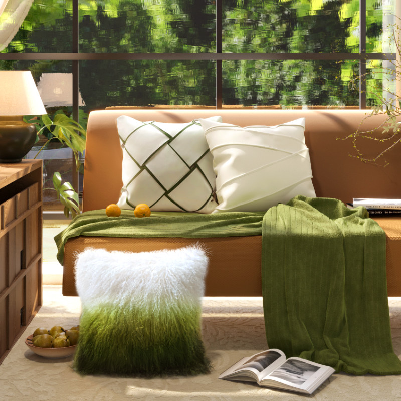 绿色小清新简约客厅抱枕田园渐变绿色抱枕家用百搭多件套组合靠枕