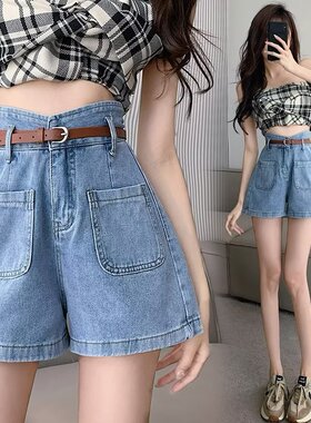 外贸牛仔短裤女2026夏季新款吸睛显瘦显腿长直筒三分辣妹A字裤潮