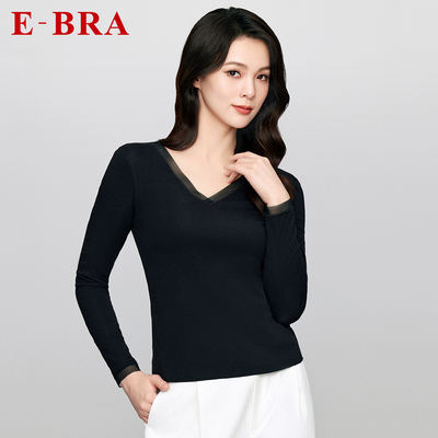 棉质长袖v领女士上衣暖肤衣秋衣