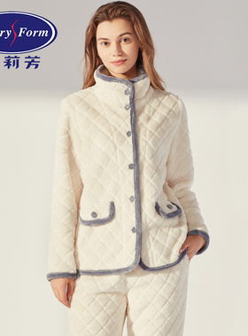 安莉芳女士冬季长袖睡衣睡裤加绒加厚家居服套装EL00498/EL00757