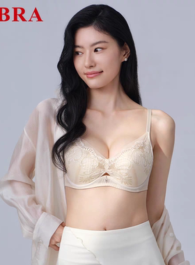 E-BR文胸K200293配套网纱金属闪丝刺绣软钢圈三角薄杯文胸KB00293