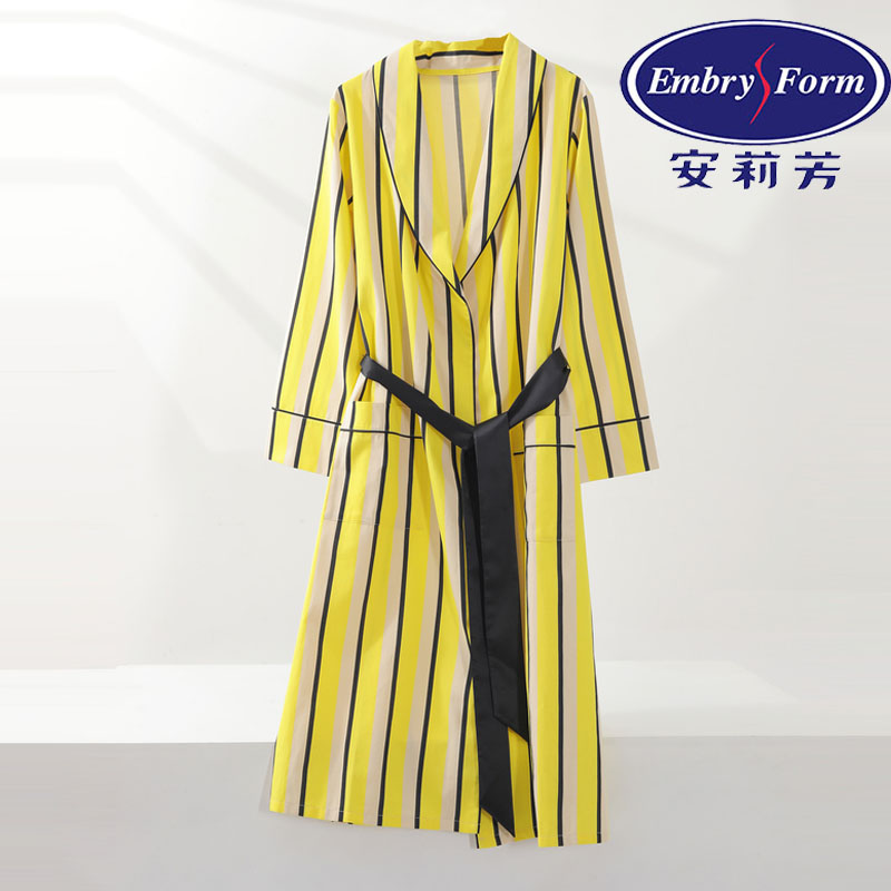 安莉芳春夏条纹纯棉睡裙睡衣女