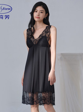 25款安莉芳短袖v领性感蕾丝吊带短裙带杯睡裙女士家居裙EL00882