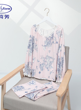24款安莉芳莫代尔棉质圆领套头睡衣女士长袖家居服套装EL00833