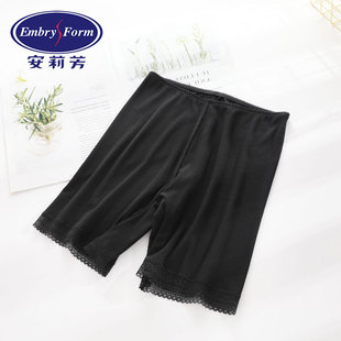 高腰平角裤 女式 ED00175 莫代尔防走光蕾丝边打底安全裤 安莉芳薄款