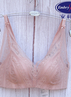 安莉芳中厚蕾丝深V抹胸无钢圈文胸女下厚上薄款无痕内衣EB1110