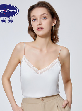 安莉芳性感v领吊带上衣女带杯垫夏季薄款睡衣凉感家居上装ED00299