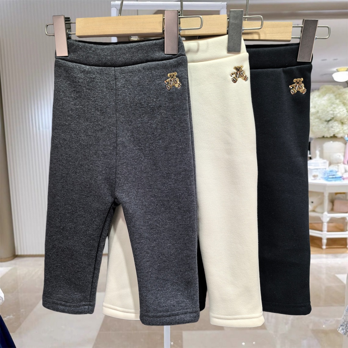 YD韩国童装秋冬款男女宝宝高腰护脐加绒打底裤保暖长裤