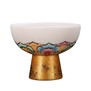 林晓伟福海升莲羊脂玉主人单杯女个人专用高足高档白瓷功夫品茶杯