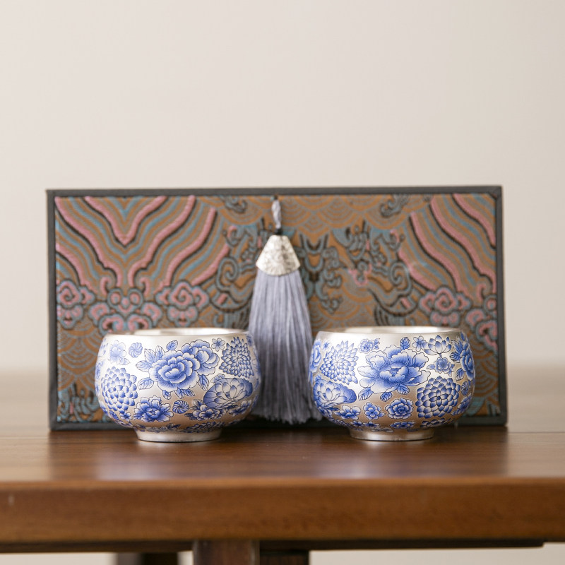 林晓伟茶杯陶瓷中式鎏银