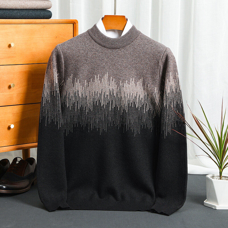 套头长袖2024年春季新款商务绅士圆领男装针织衫毛衣