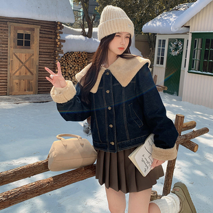 现货冬季新款韩系大翻领牛仔内胆羽绒服2C057-9952-P225-K328