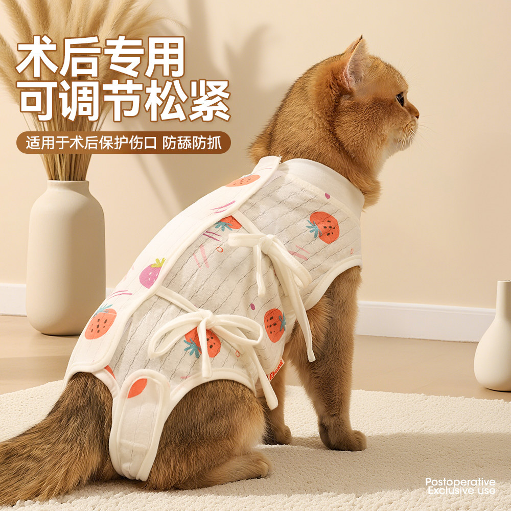 猫咪术后透气纯棉防舔绝育服