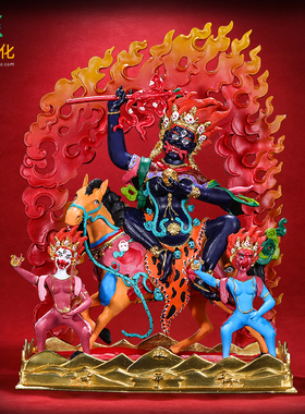 吉祥天母佛像摆件纯铜手工彩绘