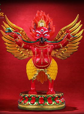 合金家居摆件彩绘大鹏鸟佛像