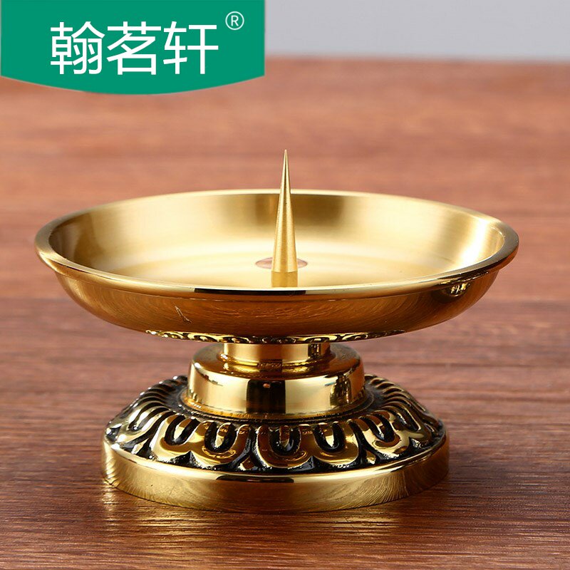 铜烛台 纯铜烛台摆件 家用复古小烛台蜡烛台供佛酥油蜡烛灯座底座