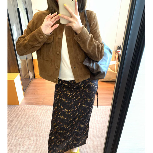麂皮复古皮衣女外套短款皮夹克秋