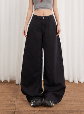 HDDD美式复古高腰宽松垂感阔腿裤百搭薄款清凉天丝直筒牛仔裤女