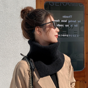 小围巾女秋冬季纯色韩版百搭学生围脖护颈脖保暖防寒加厚脖套ins