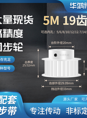 同步带轮5M19齿BF型齿宽11/16内孔5 6 8 10 12 14 15齿带型同步轮