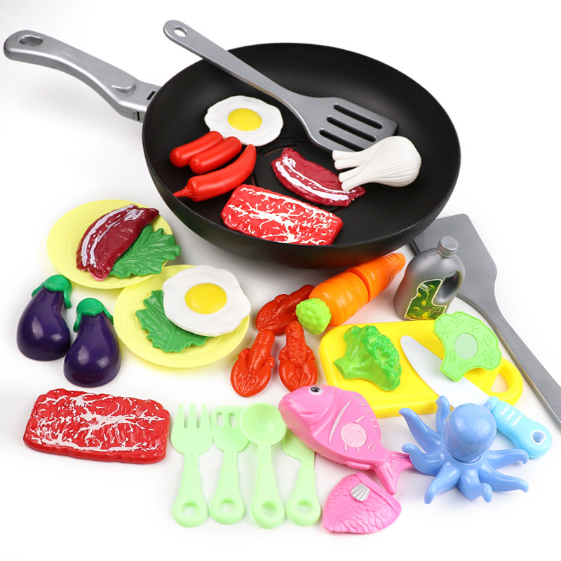 儿童炒饭锅玩具幼儿园宝宝厨房摆尾鱼寿司炒菜平底锅锅灶仿真食材