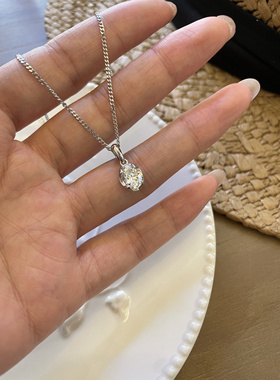 钻石项链女款s925纯银鸽子蛋形吊坠单钻轻奢小众清冷感叠加锁骨链