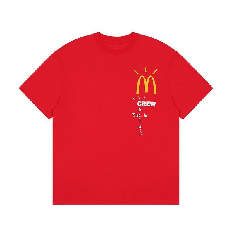 Travis Scott麦当劳联名潮牌TS印花红色T恤男女高街潮牌流行短袖T-封面