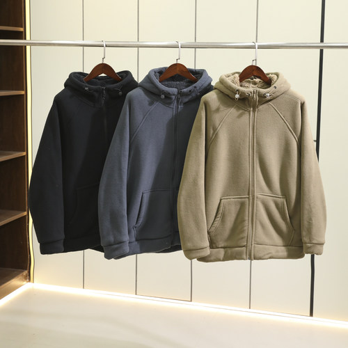 巨保暖！加厚升级！重磅摇粒绒+仿羊羔绒 秋冬男女连帽抓绒衣外套