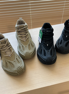 出口单 99.99美刀 飞织透气鞋面 橡胶发泡大底 男户外高帮运动鞋