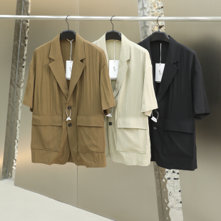 清凉透气面料 气质休闲宽松短袖 夏季 男士 西服外套 新款 雅痞绅士