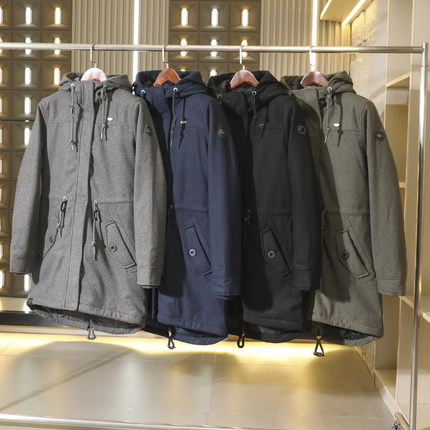 欧美单  原1470+ 高克重巨保暖 冬季女收腰连帽中长款派克服棉衣