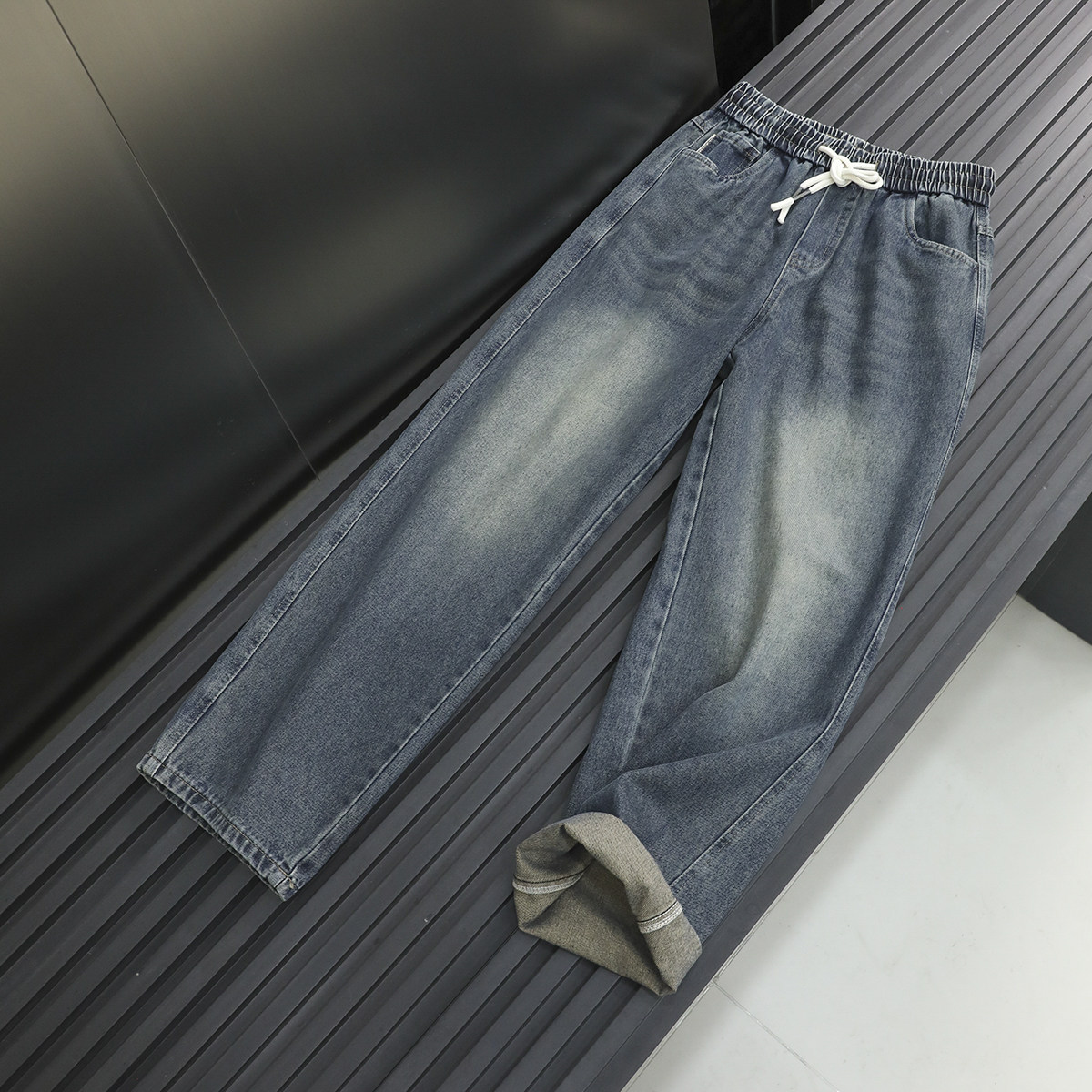 设计师款 复古做旧水洗 上身超好看 秋冬男士时尚直筒阔腿牛仔裤,男装,牛仔裤,淘宝优惠券,粉丝福利购,淘宝优惠卷