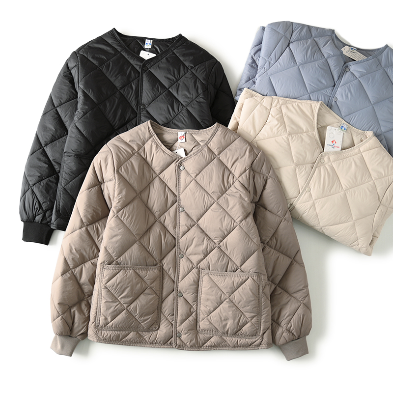 设计师款！菱格科技衍棉！轻盈保暖！情侣款日系百搭无领棉衣棉服