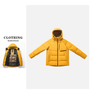 男士户外防泼水连帽90绒羽绒服