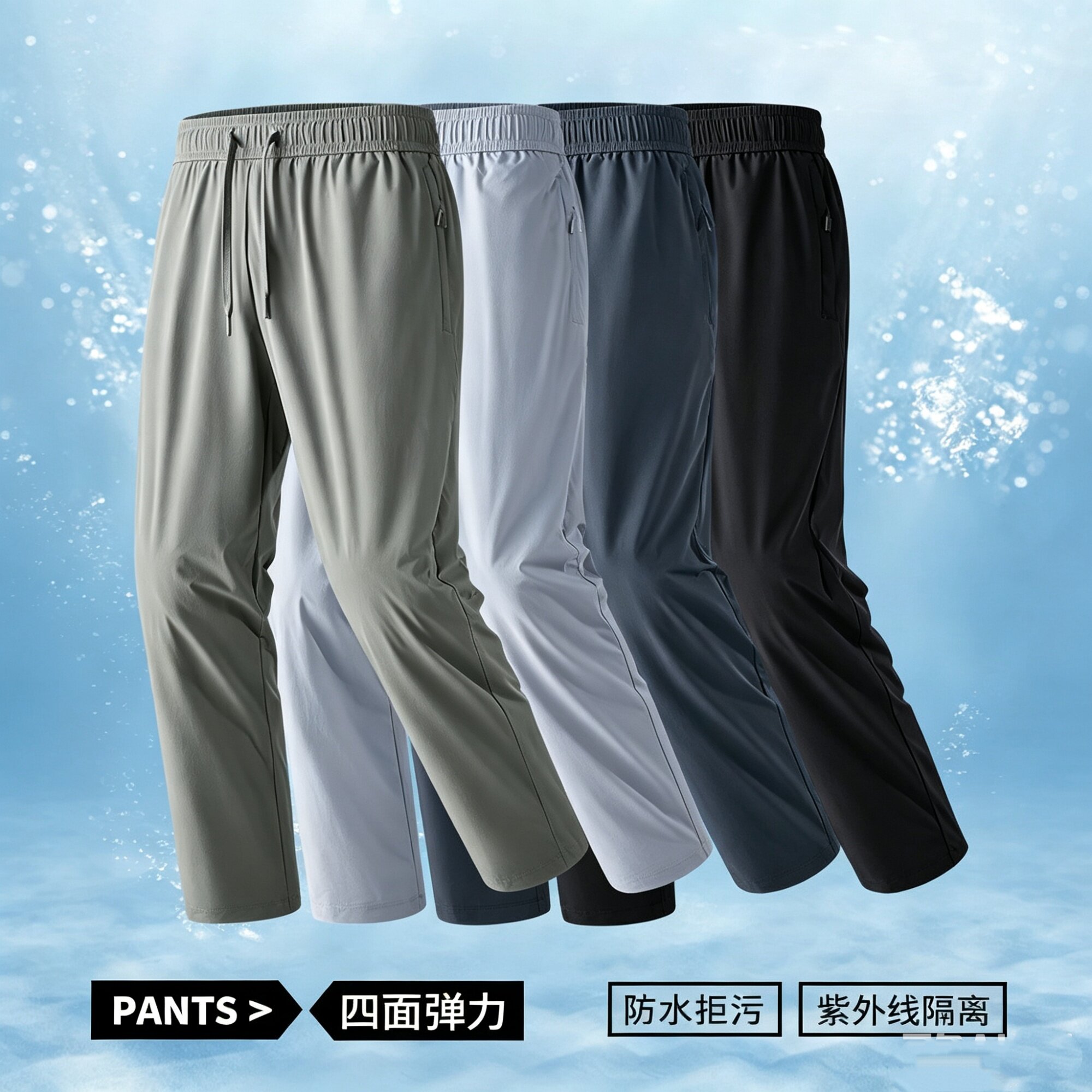 没穿一样！冷感冰丝！超薄透气！夏季男士防晒速干高弹运动休闲裤