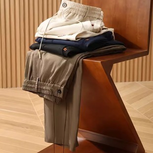進口天丝亚麻 鼎奢 冷感透气 夏季 礼袋装 男松紧腰休闲裤 意式