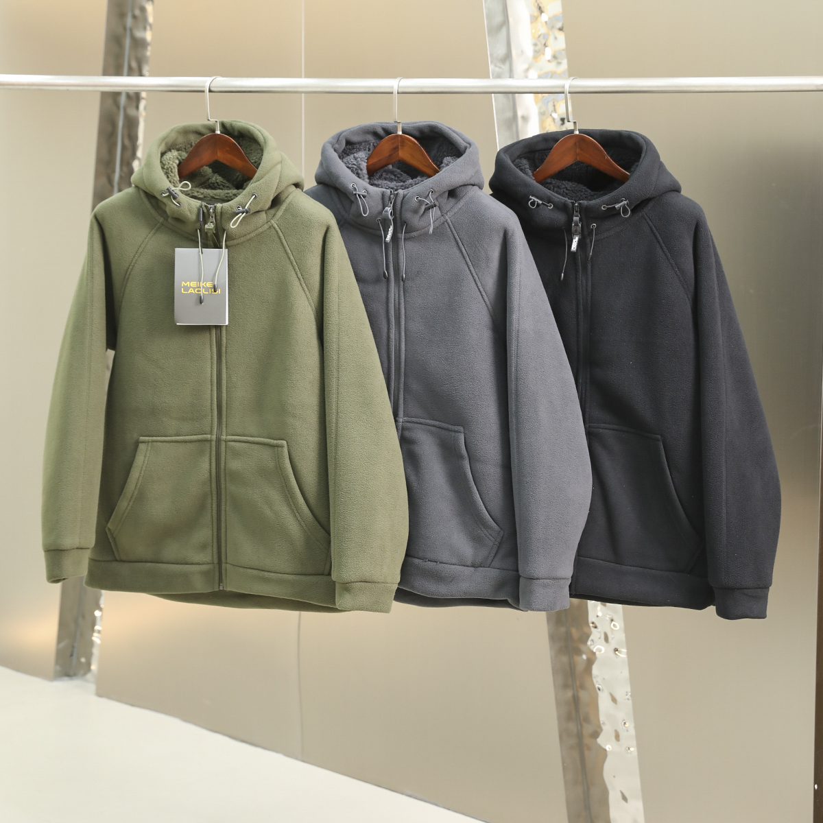 一件过冬!重磅900克!男女同款!加绒加厚摇粒绒连帽休闲冬外套