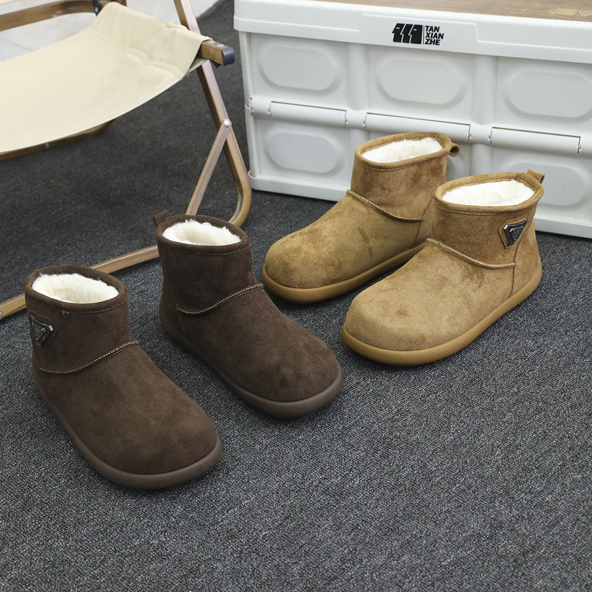 超高性价比 仿皮毛一体 防滑保暖 加绒加厚雪地靴男士短筒面包鞋,流行男鞋,时尚雪地靴,淘宝优惠券,粉丝福利购,淘宝优惠卷