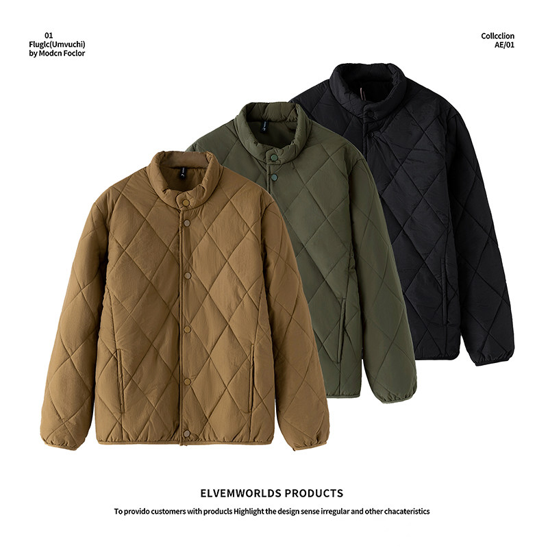 设计师款!绵羊毛+桑蚕丝填充!轻便保暖!秋冬男士立领工装棉服